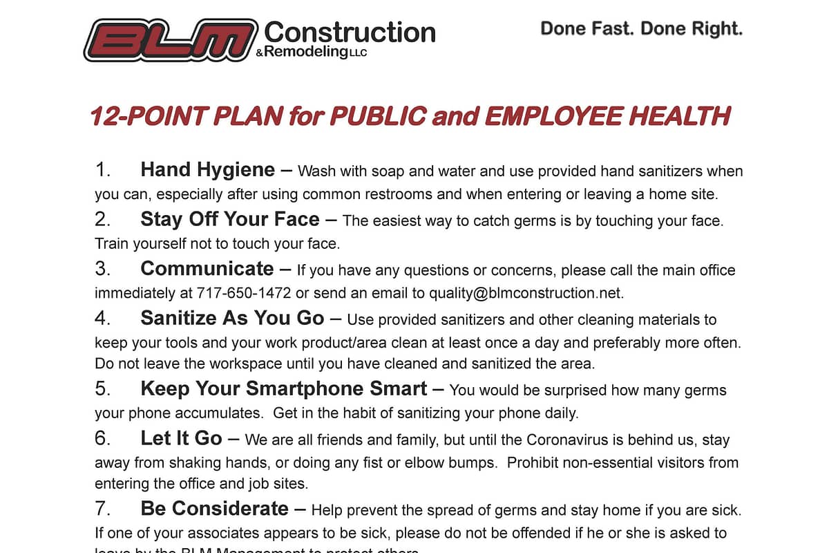 12 Point Plan For BLM Public And Employee Health​